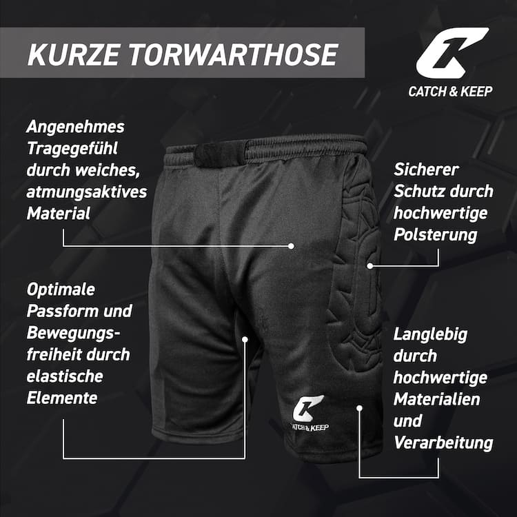 Torwarthose kurz gepolstert Catch and Keep Features